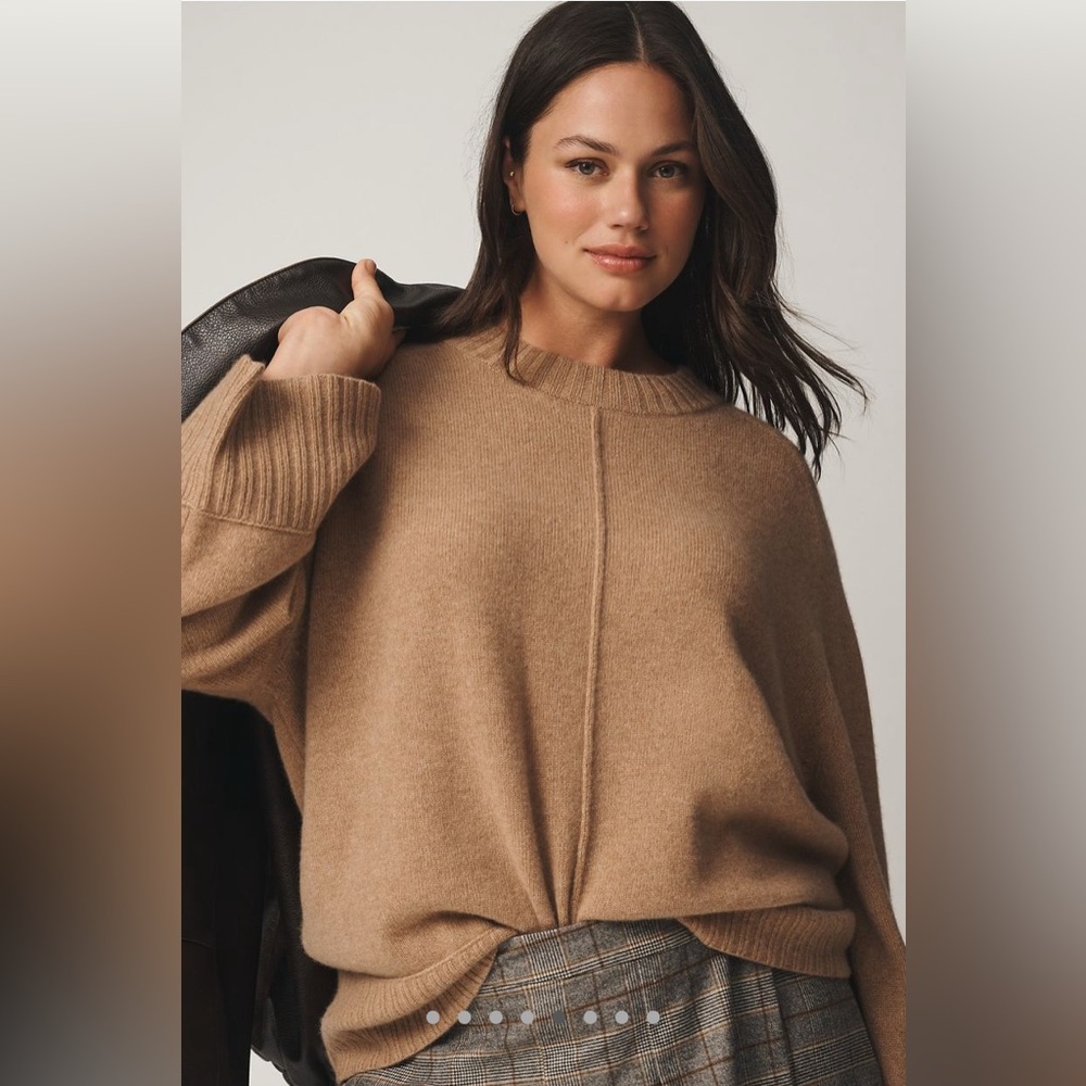 Chandler Crew-Neck Relaxed Cashmere Sweater | Maeve/Anthro | Honey | 3X | NWT